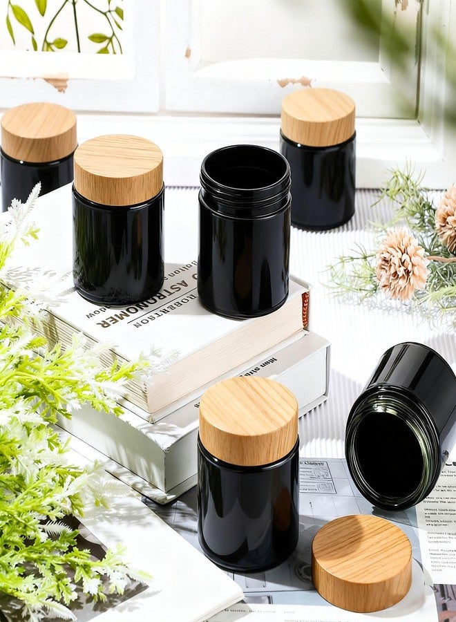 Norme 24 Pcs 4oz Glass Jars with Lids Empty Small Glass Containers and Inner Liners Reusable Cosmetic Jars Round Airtight Bottles with Plastic Woodgrain Lids(Transparent Style,Black) - Image 4