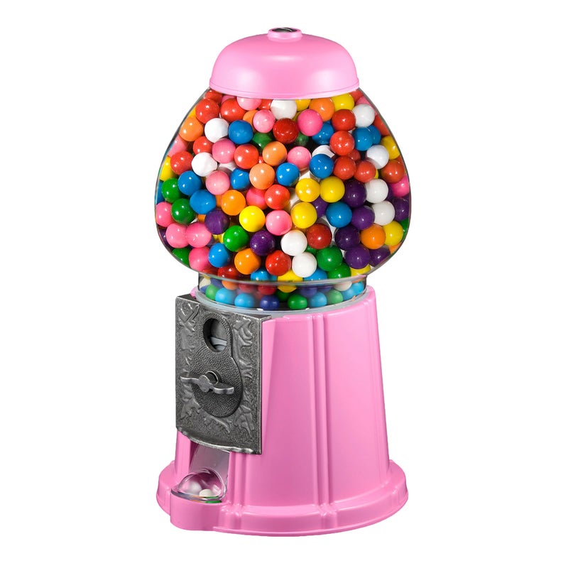 11Inch Mini Gumball Machine Vintage Candy Dispenser with Glass Globe Metal Base and Free Spin Coin Mechanism by Great Northern Popcorn Pink