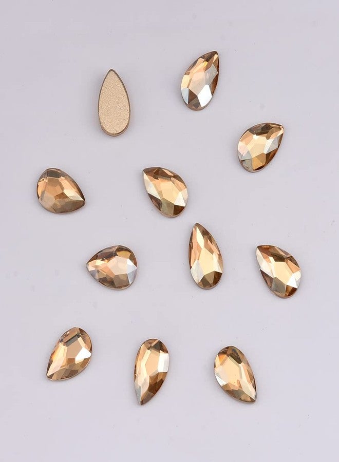 Tisslan 100pcs Flatback Glass 3D Champagne Nail Gem Glue Fix Pear Shape Large and Small Crystal Rhinestone Bulk Charms for Nail Art Designs Jewelry Making DIY Crafts - Image 3