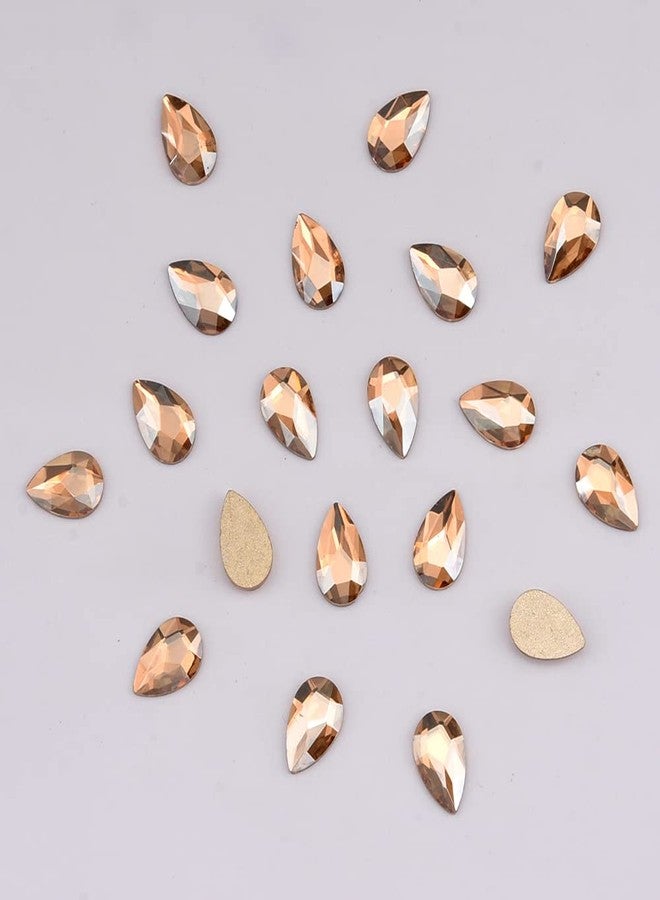 Tisslan 100pcs Flatback Glass 3D Champagne Nail Gem Glue Fix Pear Shape Large and Small Crystal Rhinestone Bulk Charms for Nail Art Designs Jewelry Making DIY Crafts - Image 4