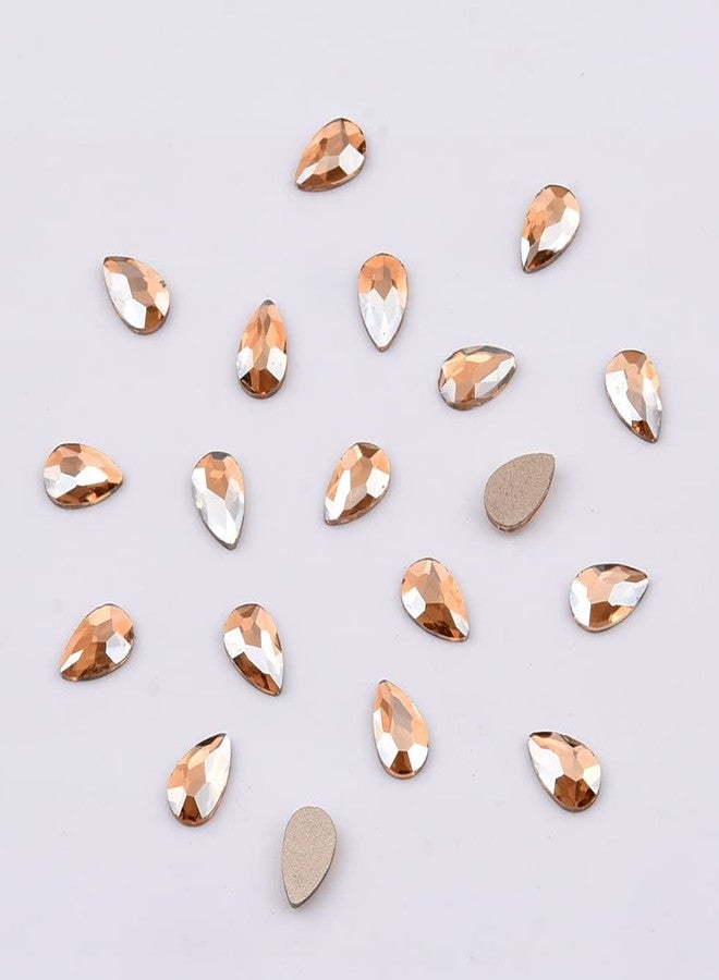 Tisslan 100pcs Flatback Glass 3D Champagne Nail Gem Glue Fix Pear Shape Large and Small Crystal Rhinestone Bulk Charms for Nail Art Designs Jewelry Making DIY Crafts - Image 5