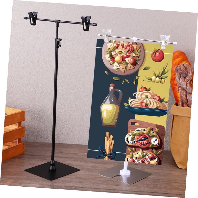 2 Pcs Adjustable Banner Stand with Stable Thickened Base Space-saving Retractable Poster Display Holder for Supermarkets Restaurants and Retail Tables Easy Assembly - Image 4