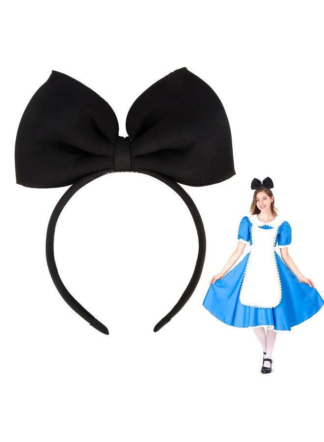 هوشين عصابة رأس على شكل فيونكة للنساء والفتيات، إكسسوارات شعر مثالية لأزياء أليس في بلاد العجائب (أسود) - Image 1