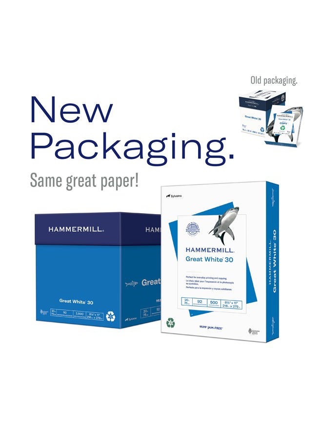 Hammermill Printer Paper, Great White 30% Recycled Paper, 8.5 x 11-3 Ream (1,500 Sheets) - 92 Bright, Made in the USA, 086820C - Image 5