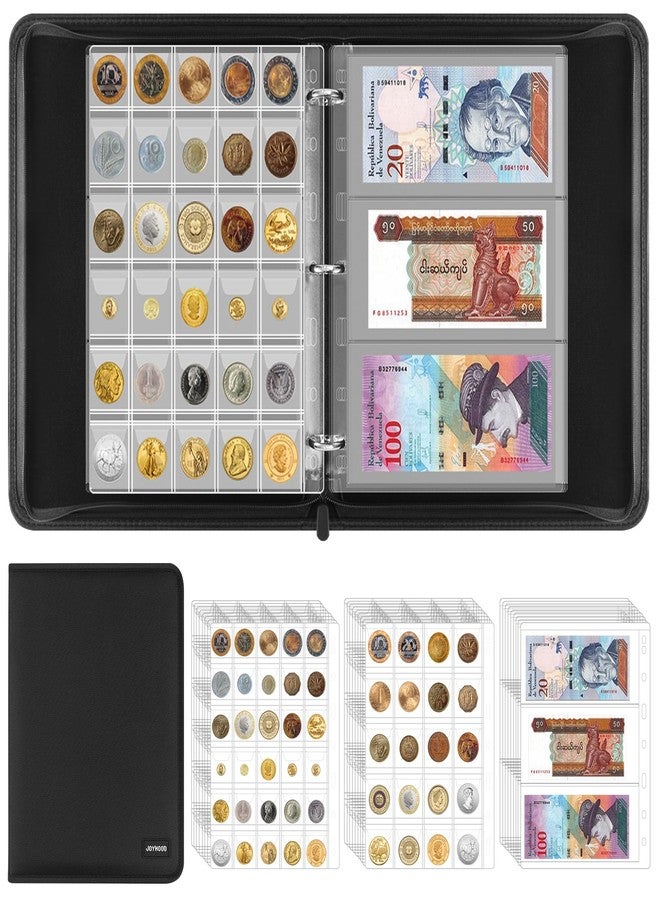 JoyHood Coin Collection Book, Coin Album Holder for Collectors, Money Storage Binder Hold 400 Coins Pockets+15 Bills Pockets, Coin Organizer Book for Coin Currency Collection Supplies - Image 2
