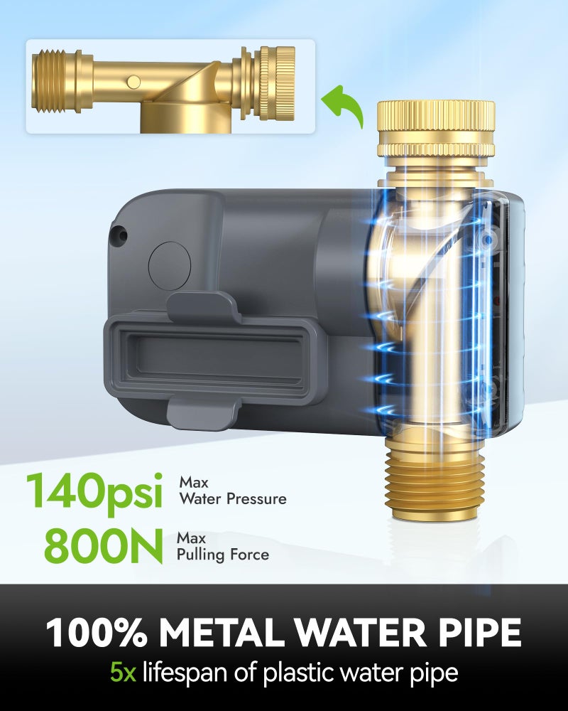 RAINPOINT Sprinkler Timer, 100% Metal Pipe Water Timer for Garden Hose, Programmable Hose Controller for Watering, Sprinkler Controller with Manual Watering/Rain Delay for Outdoor Lawn & Garden (1PCS) - Image 2