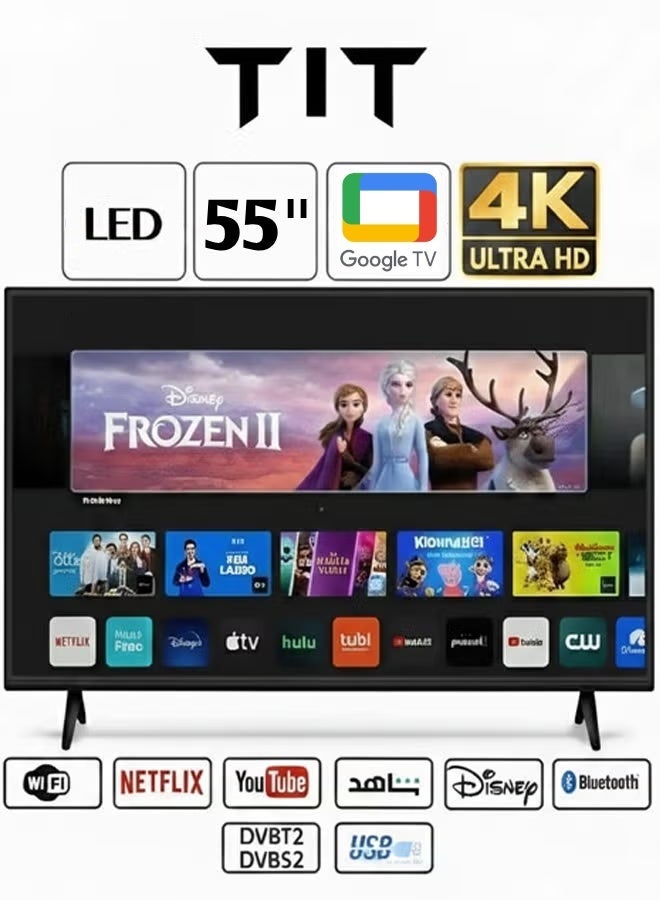 TIT 55 inch Smart TV - with Google TV - 60HZ - 4K UHD - YouTube - Netflix - Apple TV - Starz Play - MBC Shahid - Model 55G2025 - Image 1