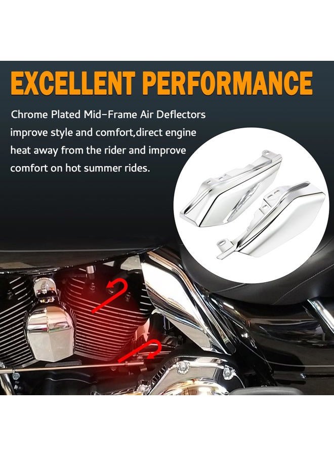 PBYMT Mid Frame Air Deflectors Heat Shield Compatible for Harley Touring Road King Street Electra Glide 2009-later Also Compatible with Models Equipped with Coolflow Fan(Chrome) - Image 4