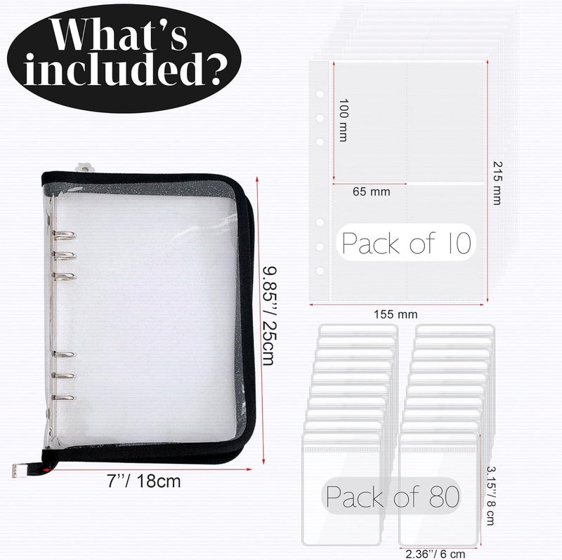 LingLingo Earring Organizer Case Travel Jewelry Organizer Transparent Jewelry Storage Book for Necklace Bracelet Ring Holder with Small Clear Zippered Pouch - Image 4