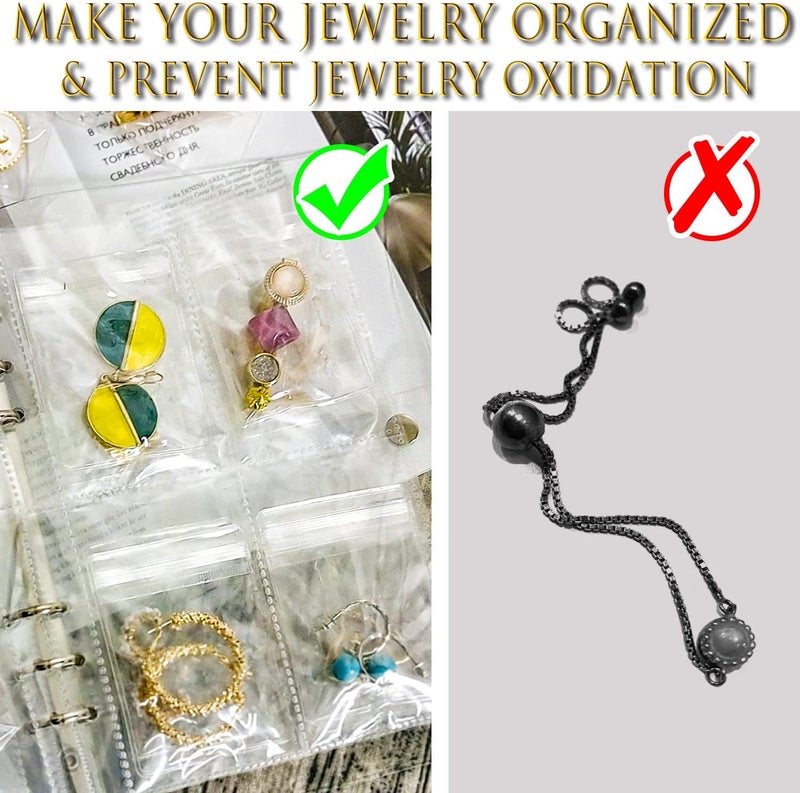LingLingo Earring Organizer Case Travel Jewelry Organizer Transparent Jewelry Storage Book for Necklace Bracelet Ring Holder with Small Clear Zippered Pouch - Image 3