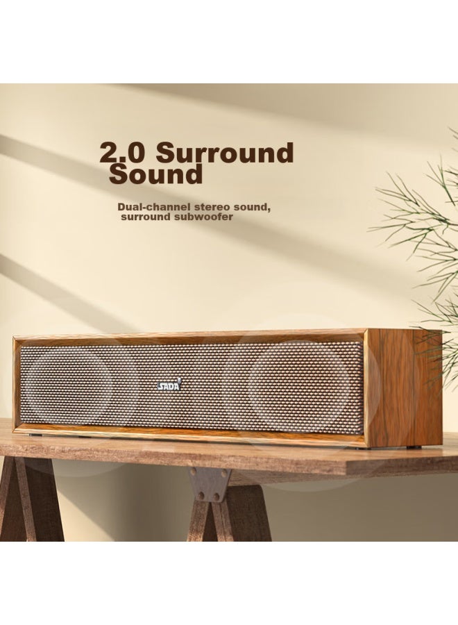 SADA V-191 Computer Speakers, Bluetooth Speaker, Home Desktop Wired Usb Speakers, Laptop Long Wooden Subwoofer, Computer Multimedia Speakers - Image 1