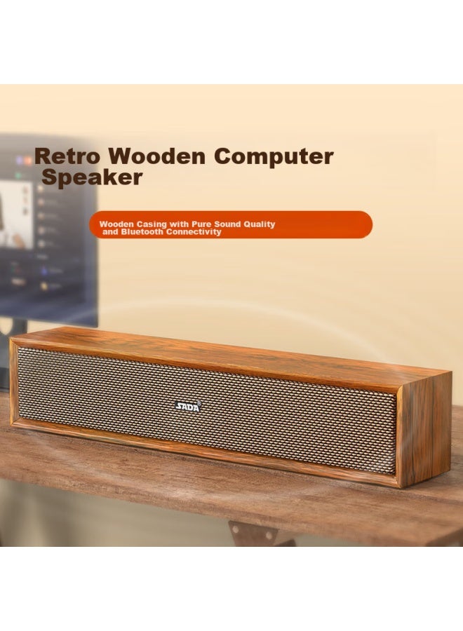 SADA V-191 Computer Speakers, Bluetooth Speaker, Home Desktop Wired Usb Speakers, Laptop Long Wooden Subwoofer, Computer Multimedia Speakers - Image 4