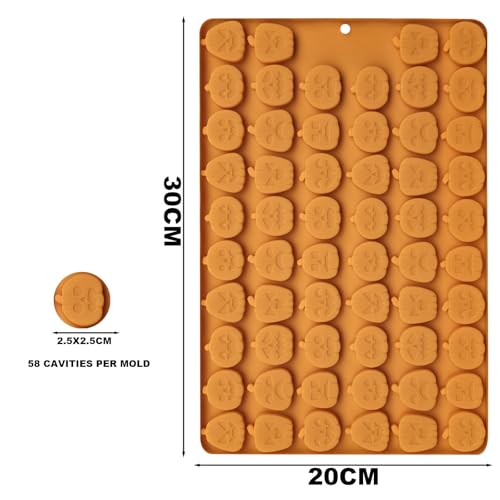 KBTBAK Halloween Silicone Mini Candy Molds, Mini Pumpkin and Ghost Molds, Silicone Treat or Trick Molds for Halloween Candy, Chocolate, Gummy, Cookies, Jelly, Set of 2 - Image 3