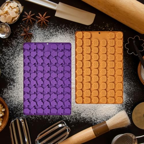 KBTBAK Halloween Silicone Mini Candy Molds, Mini Pumpkin and Ghost Molds, Silicone Treat or Trick Molds for Halloween Candy, Chocolate, Gummy, Cookies, Jelly, Set of 2 - Image 5