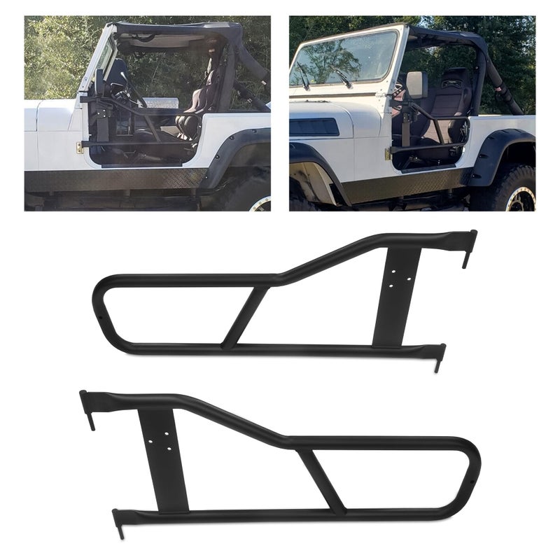 ECOTRIC Tubular Doors Compatible with 19872006 Jeep Wrangler YJ TJ Tubular Half Doors Tube Door Steel Left Right Simple OffRoad Style