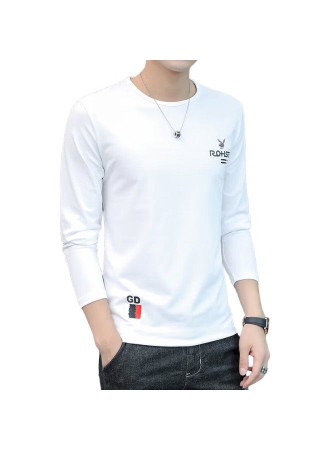 PLAYBOY Long-Sleeve T-Shirt For Men, Spring And Autumn Men'S Trendy Undershirt, Solid Color Cotton Top, Casual Menswear - Image 1