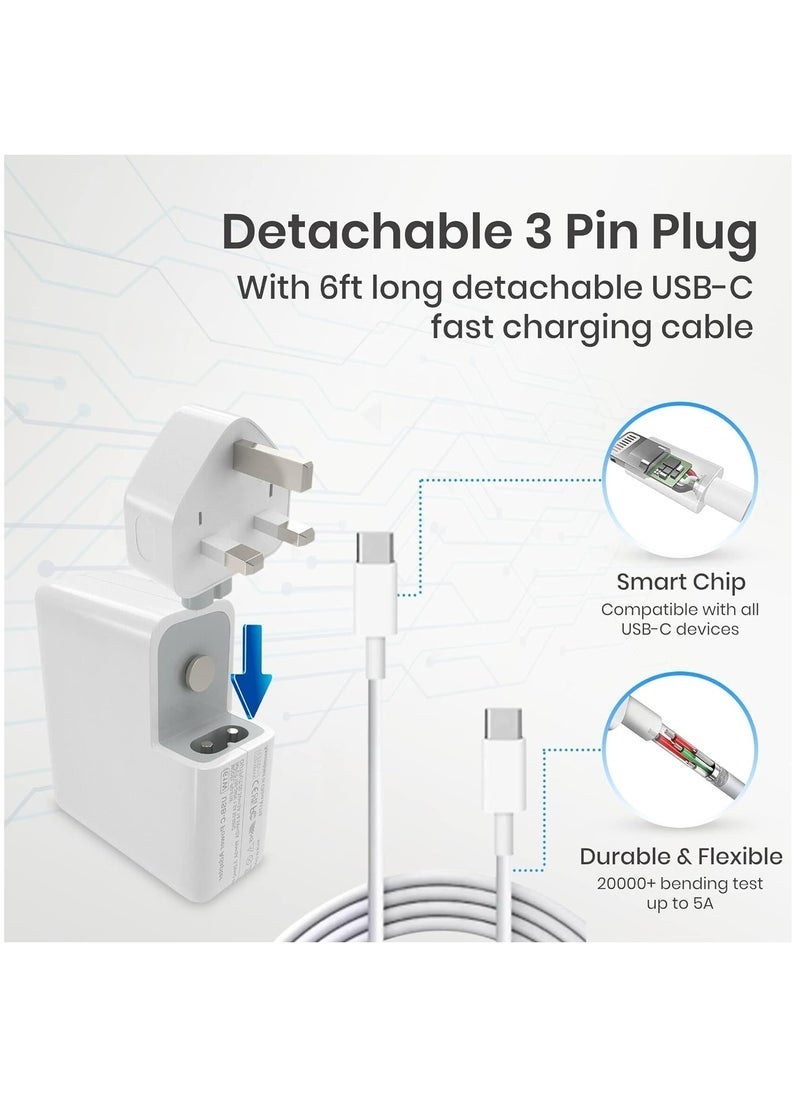 ELTRAZONE 96W Type C Macbook Pro-Air Fast Replacement Charger, Power Adapter works with 13, 14, 15, 16 Inch 2016/17/18/19/20 Model Laptops, Tabs & Smartphones, Thunderbolt Charger with USB C Cable, iPhone 15 - Image 4