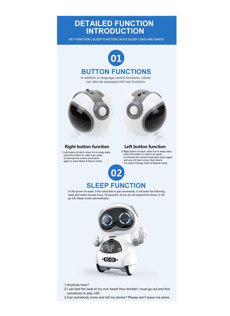 null - Pocket Emo Robot Talking Interactive Dialogue Voice Recognition Record Singing Dancing Telling Story Mini Robot Toy - Image 1