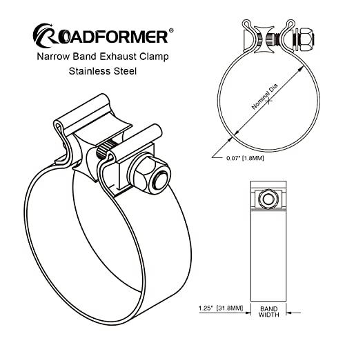 ROADFORMER 4 Inch Exhaust Clamp Narrow Band Stainless Steel Muffler Band Clamp for 4 ODID Slip Fit Exhaust Pipe Muffler Catalytic Converter Exhaust System Repair 2 Pack - Image 3