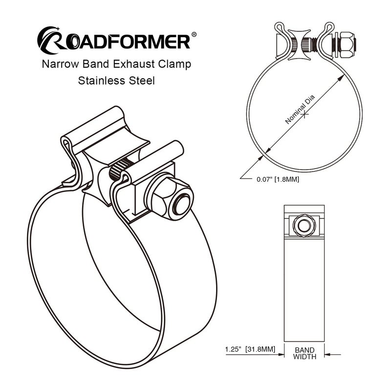 ROADFORMER 4 Inch Exhaust Clamp Narrow Band Stainless Steel Muffler Band Clamp for 4 ODID Slip Fit Exhaust Pipe Muffler Catalytic Converter Exhaust System Repair 2 Pack - Image 4