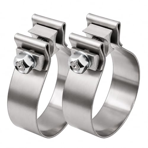 ROADFORMER 4 Inch Exhaust Clamp Narrow Band Stainless Steel Muffler Band Clamp for 4 ODID Slip Fit Exhaust Pipe Muffler Catalytic Converter Exhaust System Repair 2 Pack - Image 1