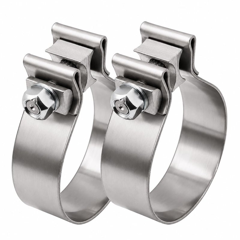 ROADFORMER 4 Inch Exhaust Clamp Narrow Band Stainless Steel Muffler Band Clamp for 4 ODID Slip Fit Exhaust Pipe Muffler Catalytic Converter Exhaust System Repair 2 Pack - Image 2