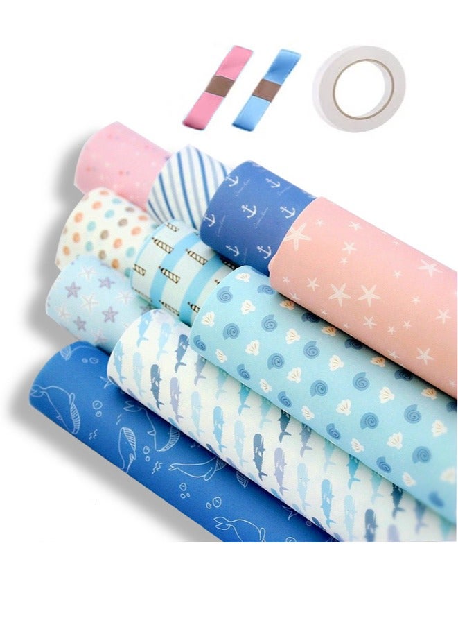 Zeemey 10 Sheets of Blue and Pink Ocean-Themed Matte Kraft Gift Paper | Thick Wrapping Paper | Birthday Gifts, Holiday Decorations, Creative Crafts, Wedding Souvenirs (70x50cm) - Image 1