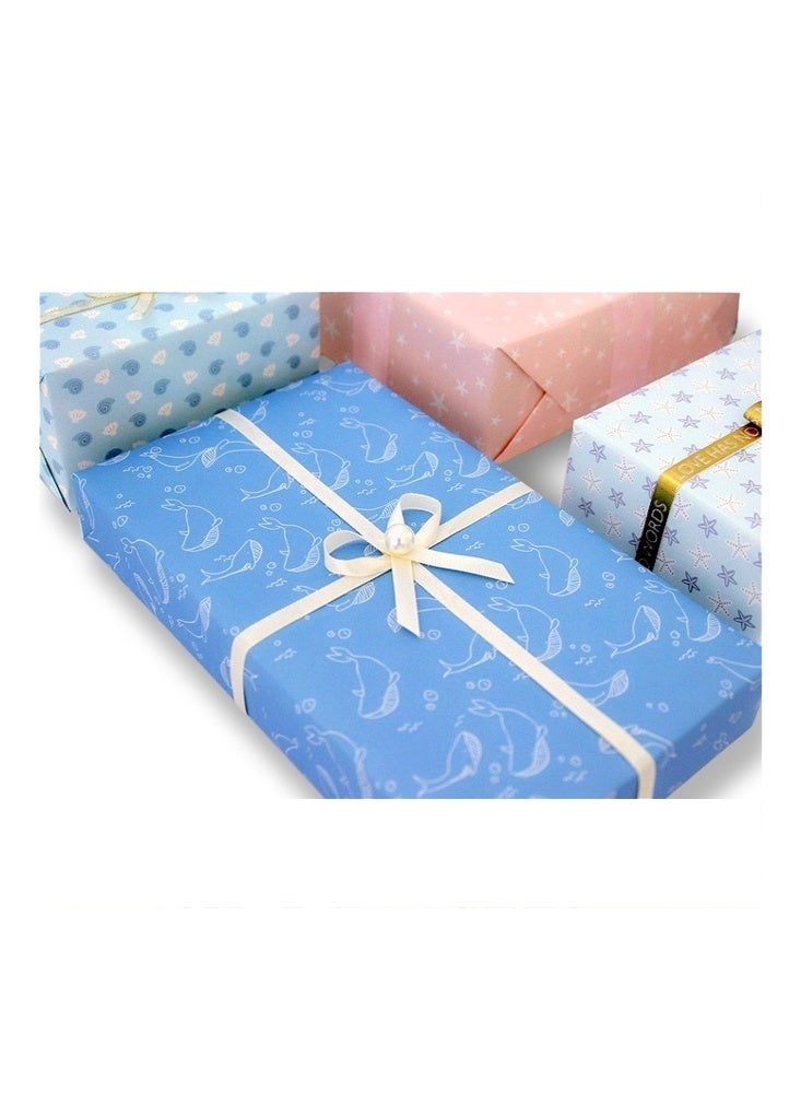 Zeemey 10 Sheets of Blue and Pink Ocean-Themed Matte Kraft Gift Paper | Thick Wrapping Paper | Birthday Gifts, Holiday Decorations, Creative Crafts, Wedding Souvenirs (70x50cm) - Image 3