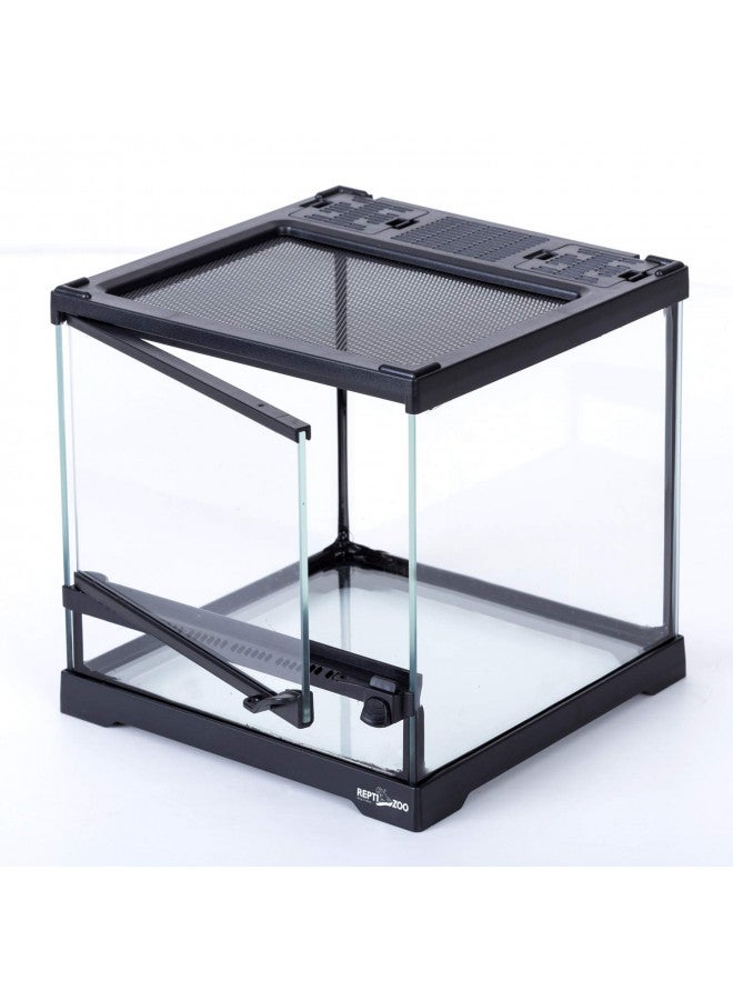 REPTIZOO REPTIZOO Mini Reptile Glass Terrarium Tank 8"x8"x8", Front Opening Door Full View Visually Appealing Mini Reptile or Amphibians Glass Habitat  - Image 2