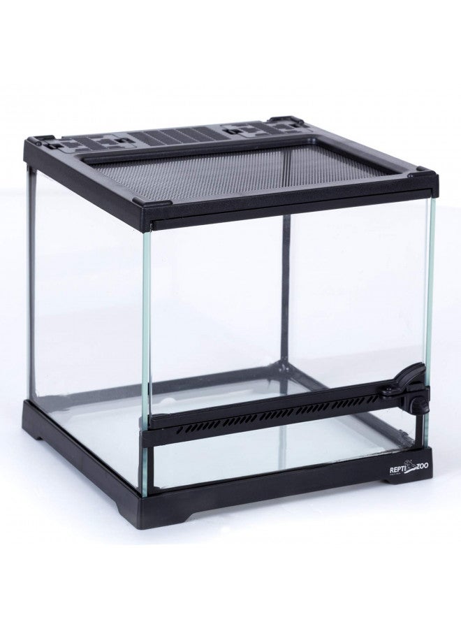 REPTIZOO REPTIZOO Mini Reptile Glass Terrarium Tank 8"x8"x8", Front Opening Door Full View Visually Appealing Mini Reptile or Amphibians Glass Habitat  - Image 1