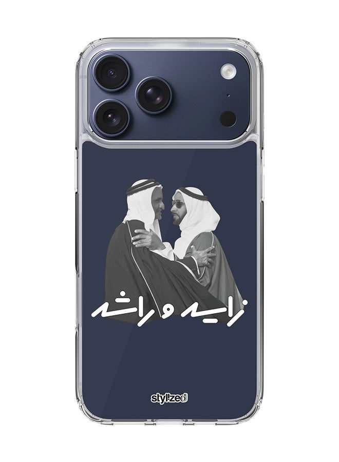 Stylizedd غطاء آيفون 17 برو ماكس [متوافق مع MagSafe] غطاء مغناطيسي رقيق شفاف - الشيخ زايد والشيخ راشد، أزرق داكن - Image 1