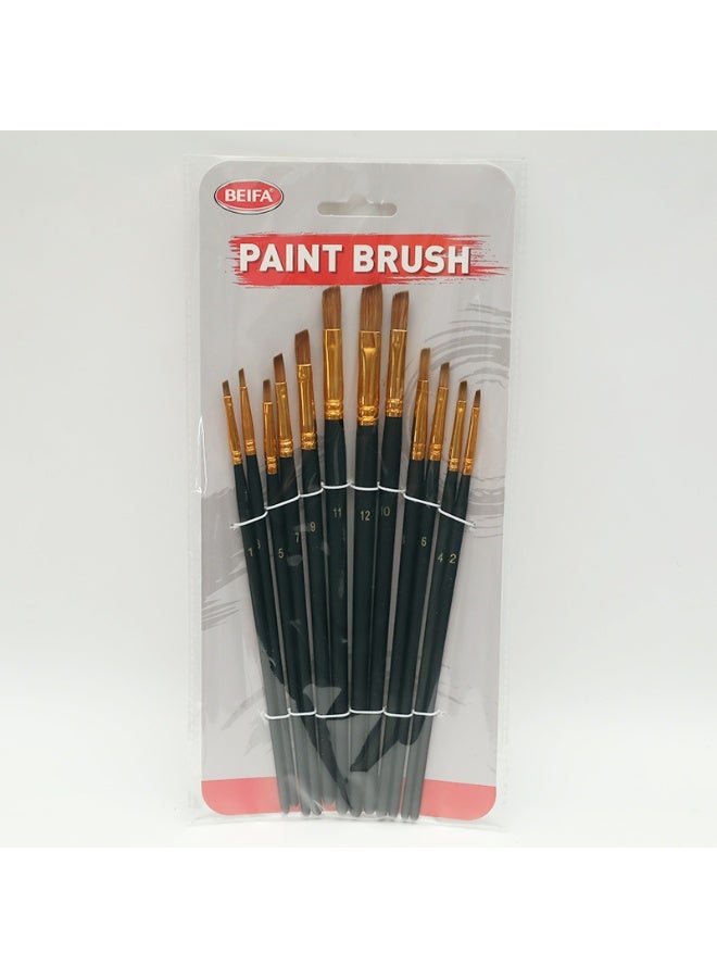 Beifa flat paintbrush set 12 pieces  model DM236-A705