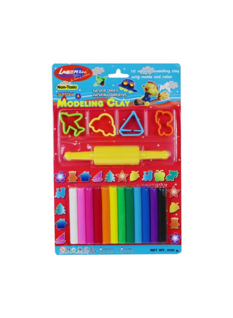 Lasertec 12 Color Modeling Clay With Molds And Roller