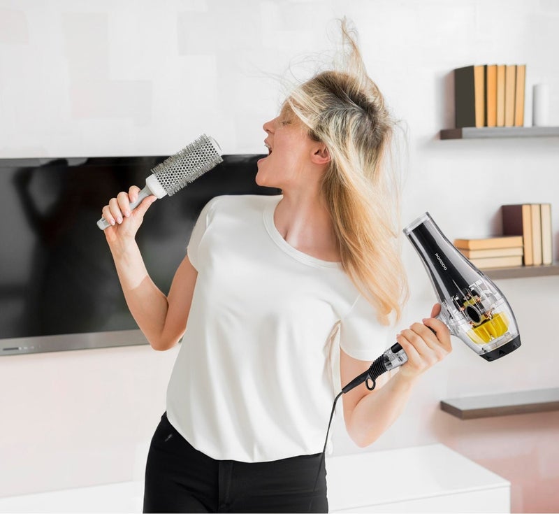 porodo Crystal Shell Hair Dryer with 3 Airflow Modes, 2 Speed Level, Hair Dryer with Removable Filter, Swivel Cord, Temperature Control, Over Heating Protection, Negative Ion Technology, 2000W Power - Image 2