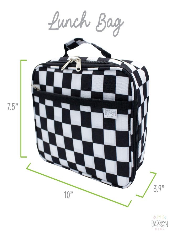 بابرون بيبي حقيبة غداء ناعمة معزولة قابلة لإعادة الاستخدام من بابرون بيبي (بنقشة مربعات) لحفظ الطعام مع حامل زجاجة ماء - Image 5
