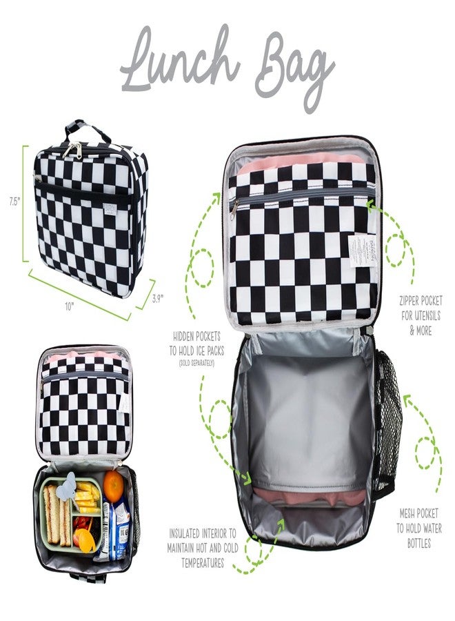 بابرون بيبي حقيبة غداء ناعمة معزولة قابلة لإعادة الاستخدام من بابرون بيبي (بنقشة مربعات) لحفظ الطعام مع حامل زجاجة ماء - Image 2