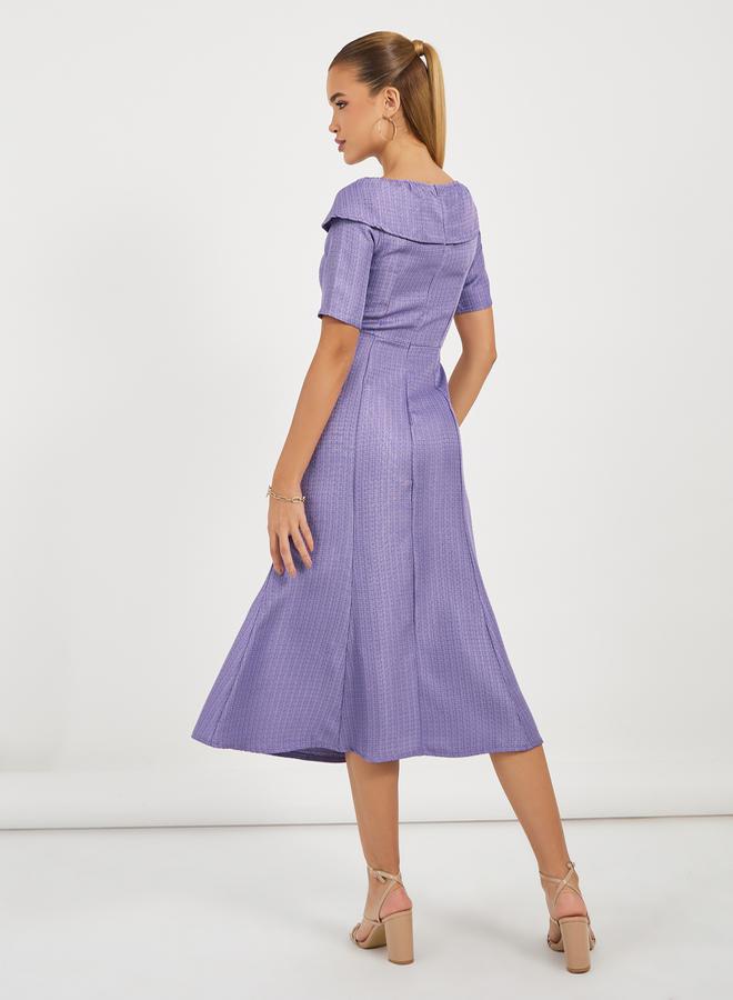 Styli Lilac Flounce Midi Dress  - Image 4