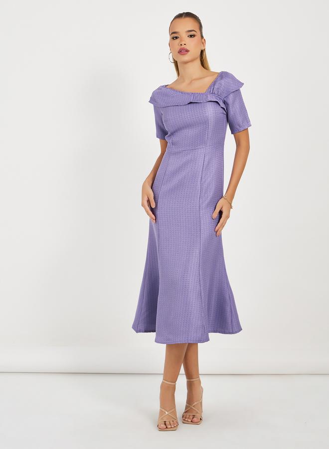 Styli Lilac Flounce Midi Dress  - Image 5