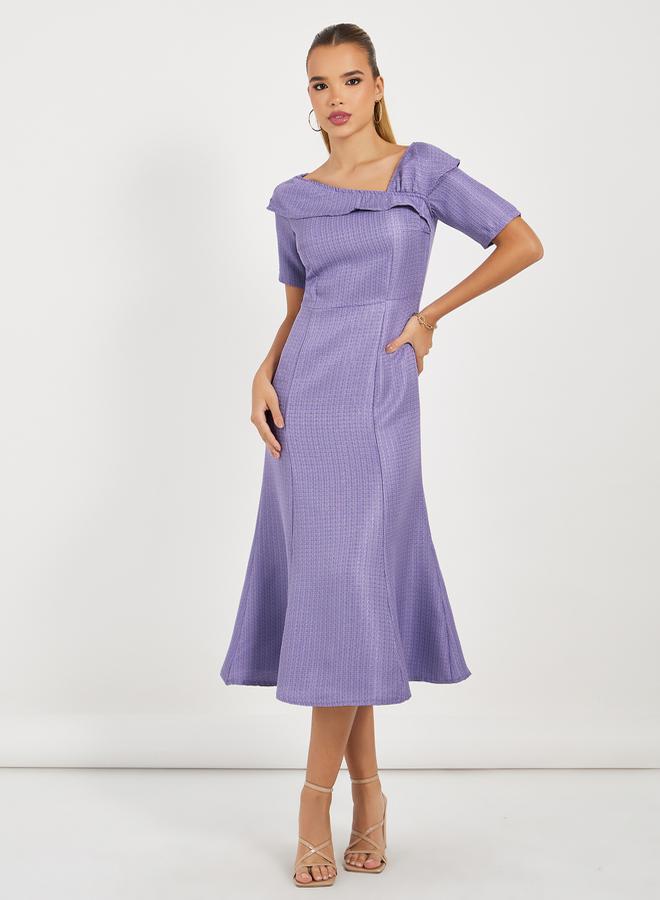 Styli Lilac Flounce Midi Dress  - Image 2