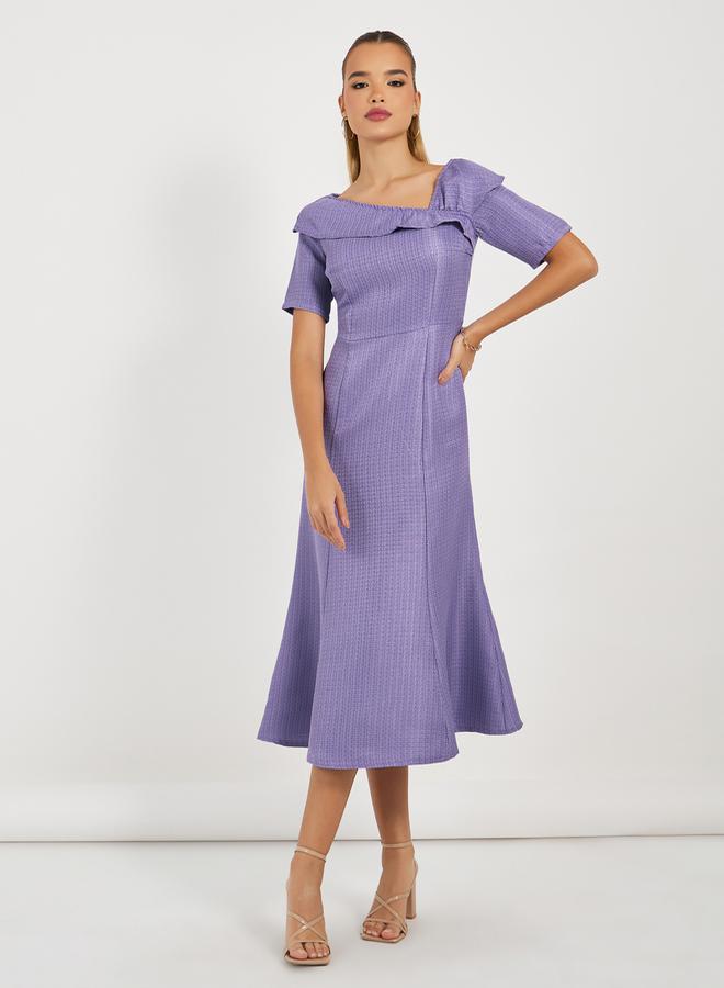 Styli Lilac Flounce Midi Dress  - Image 1