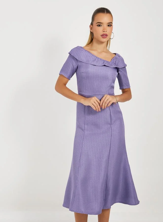 Styli Lilac Flounce Midi Dress