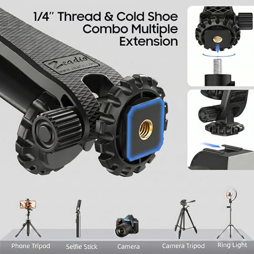Zeadio Camera Smartphone Mount Holder Adapter, Cold Shoe Cell Phone Tripod Holder Selfie Stick Monopod Adjustable Clamp, for Canon Nikon DSLR iPhone Samsung Photography - Image 3