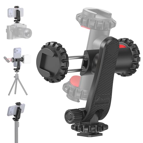 Zeadio Camera Smartphone Mount Holder Adapter, Cold Shoe Cell Phone Tripod Holder Selfie Stick Monopod Adjustable Clamp, for Canon Nikon DSLR iPhone Samsung Photography - Image 1