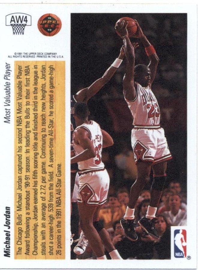 Upper Deck 1991-92 Upper Deck Award Winner Holograms #AW4 Michael Jordan Chicago Bulls NBA Basketball Card NM-MT - Image 4