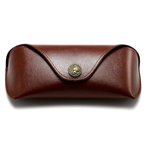 SUNGAIT Sunglasses Case for Men Women: Portable Leather Eyeglasses Case Hard Shell - Slim Case for Multiple Sunglasses (Brown) - Image 1