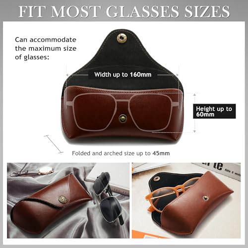 SUNGAIT Sunglasses Case for Men Women: Portable Leather Eyeglasses Case Hard Shell - Slim Case for Multiple Sunglasses (Brown) - Image 4