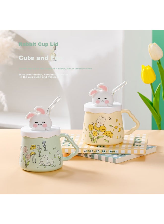 Pakchoice Ceramic Mark Cup With Lid High Value Cup Girlfriend Birthday Gift Bestie Gift Office Straw Water Cup - Image 2