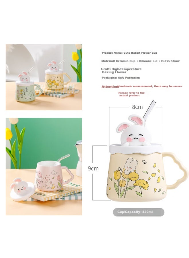 Pakchoice Ceramic Mark Cup With Lid High Value Cup Girlfriend Birthday Gift Bestie Gift Office Straw Water Cup - Image 3