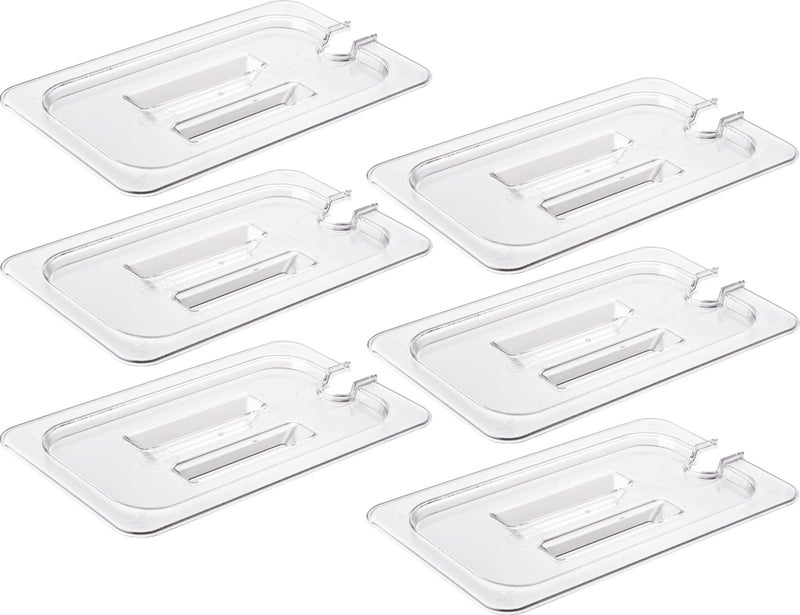CURTA 6 Pack NSF Food Pans 14 Size 6 Inch Deep Commercial Polycarbonate Plastic Clear FreezerSafe