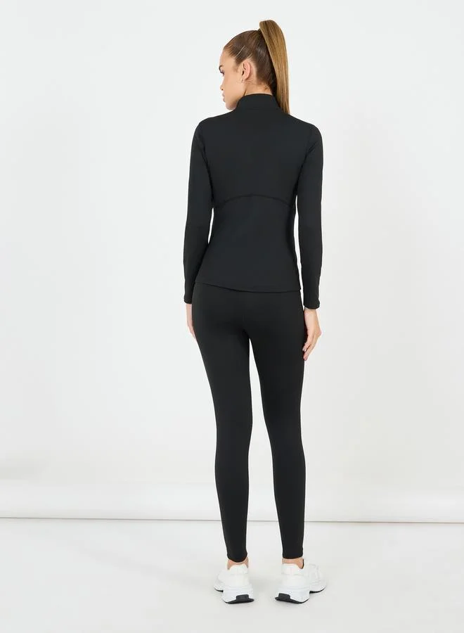 Styli Fleece Half Zip Long Sleeves Top & Leggings Set